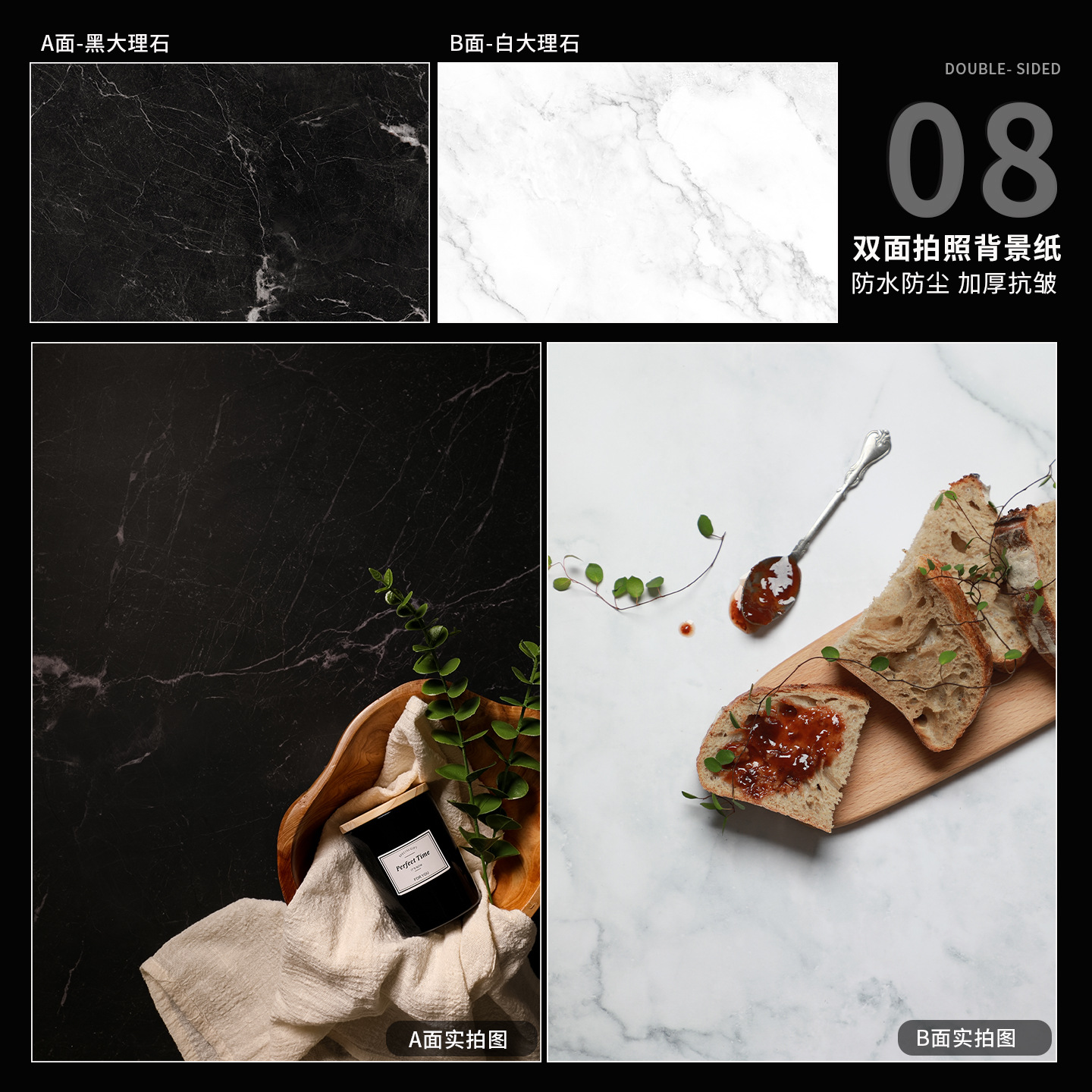 57*87cm Double-Sided Photography Background Paper Cement Wood Grain Wall Large Size Black White Marble Floor Tile Vintage