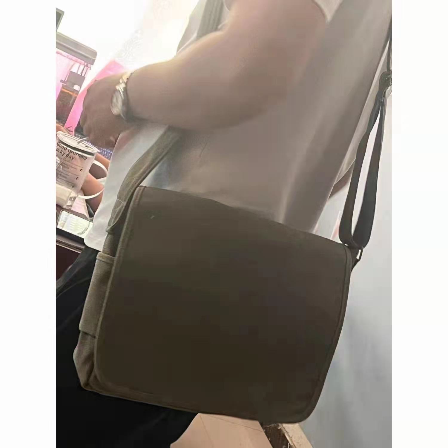 Bolso militar de hombre anti-guerra, bolso antiguo, bolso escolar, bolso militar verde puro, bolso de lona, bolso de hombre retro