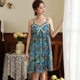 Sling Nightgown Women's Summer Ice Silk Sweet and Spicy Pure Desire Printed French Pajamas Skirt with Chest Pad for Outer Wear Home Clothes