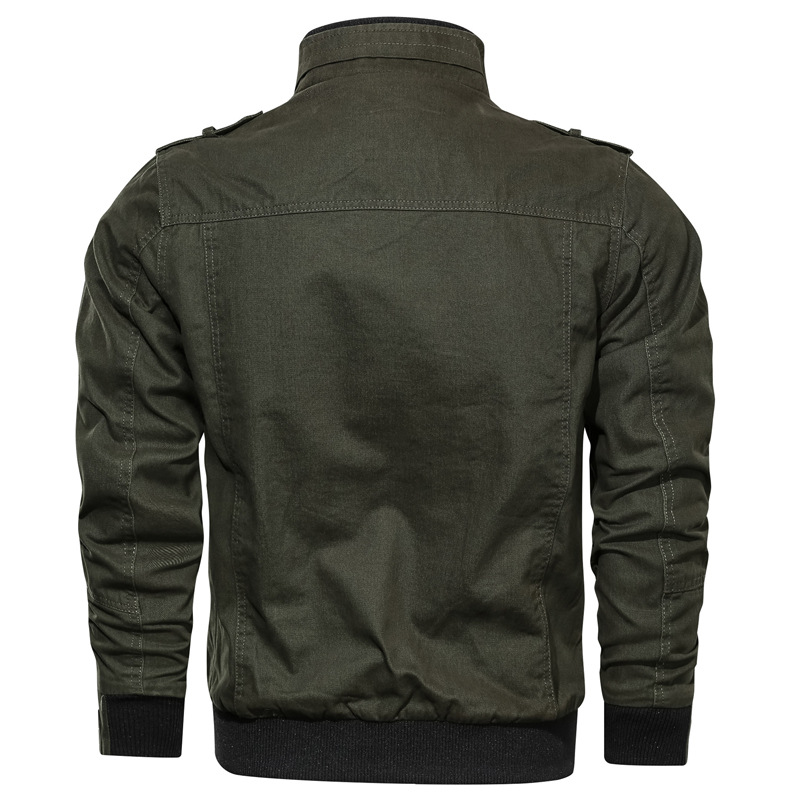 Cross-border AliExpress Amazon nueva chaqueta de color sólido casual con cremallera de cuello de pie chaqueta de hombre chaqueta superior