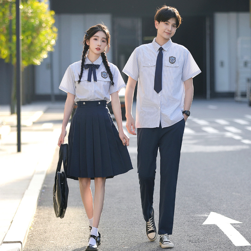 Junior High School Style School Uniforms, Summer Outfits for Primary and Secondary School Students, Chorus Graduation Photo Class Uniforms, Short-Sleeved Shirts, Jk Performance Uniforms