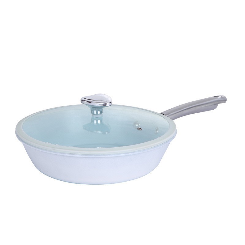 Shell Ceramic Small White Pot Household Non-Stick Pot 28cm Flats Frying Pan Export Cross-Border Wholesale