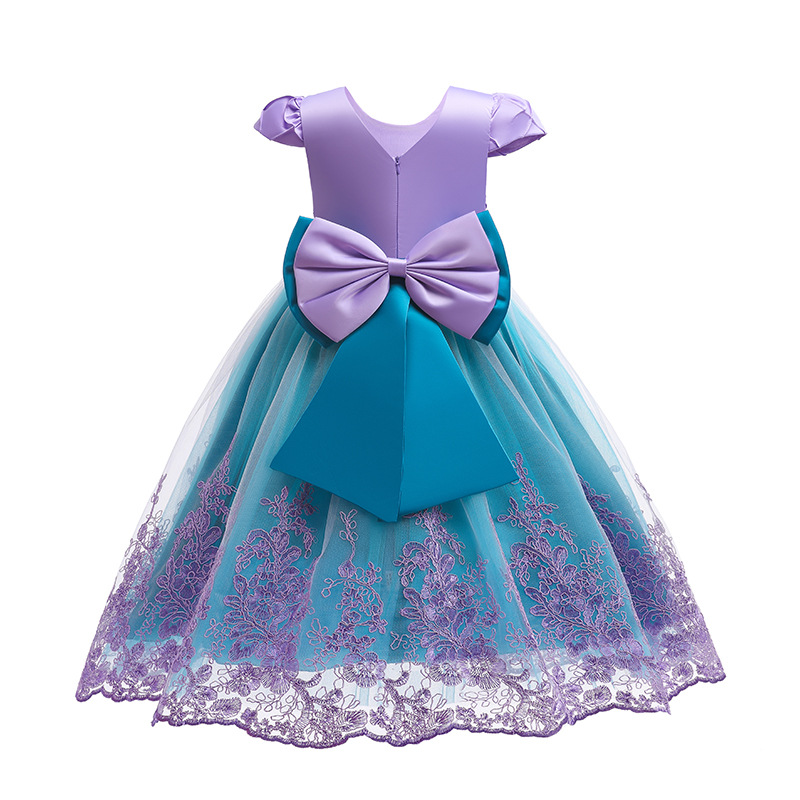 Vestido Infantil de eBay para Niñas, Diseño de Encaje con Lazo de Princesa Sirena, Traje de Actuación para Niñas
