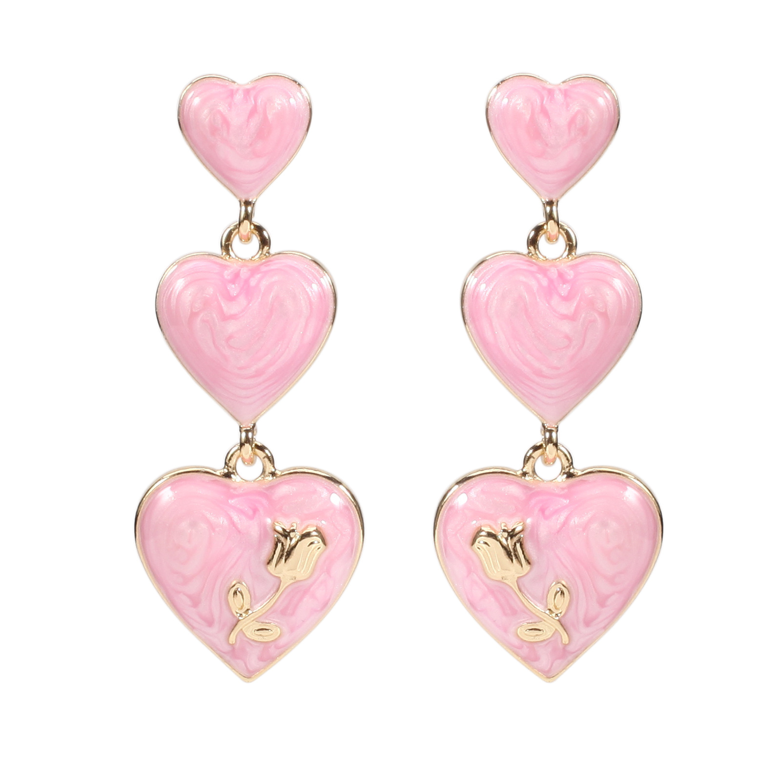 18g Weight Copper Ear Needle Material Rhinestones, Pearl Inlay Material Drop Earrings Classification 1 Pair Quantity Holiday, Daily Occasion Alloy Material Heart Shape Pattern Women's Gender Enamel, Inlay Design IG Style, Sweet Style 1 Pair IG Style Sweet Heart Shape Enamel Inlay Alloy Rhinestones Pearl Drop Earrings 47