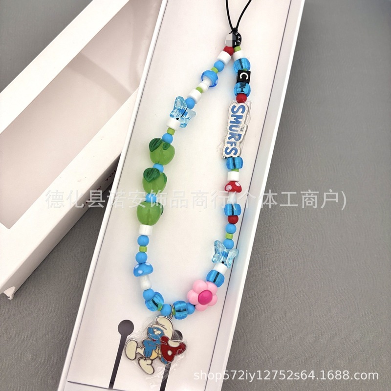 CASE联名Smurfs蓝精灵卡通串珠手机链潮流腕带手机壳挂绳挂件吊饰|undefined