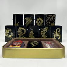 煤油打火机激光刻字LOGO创意金属三件套铁盒冰彩金黑白礼品打火机