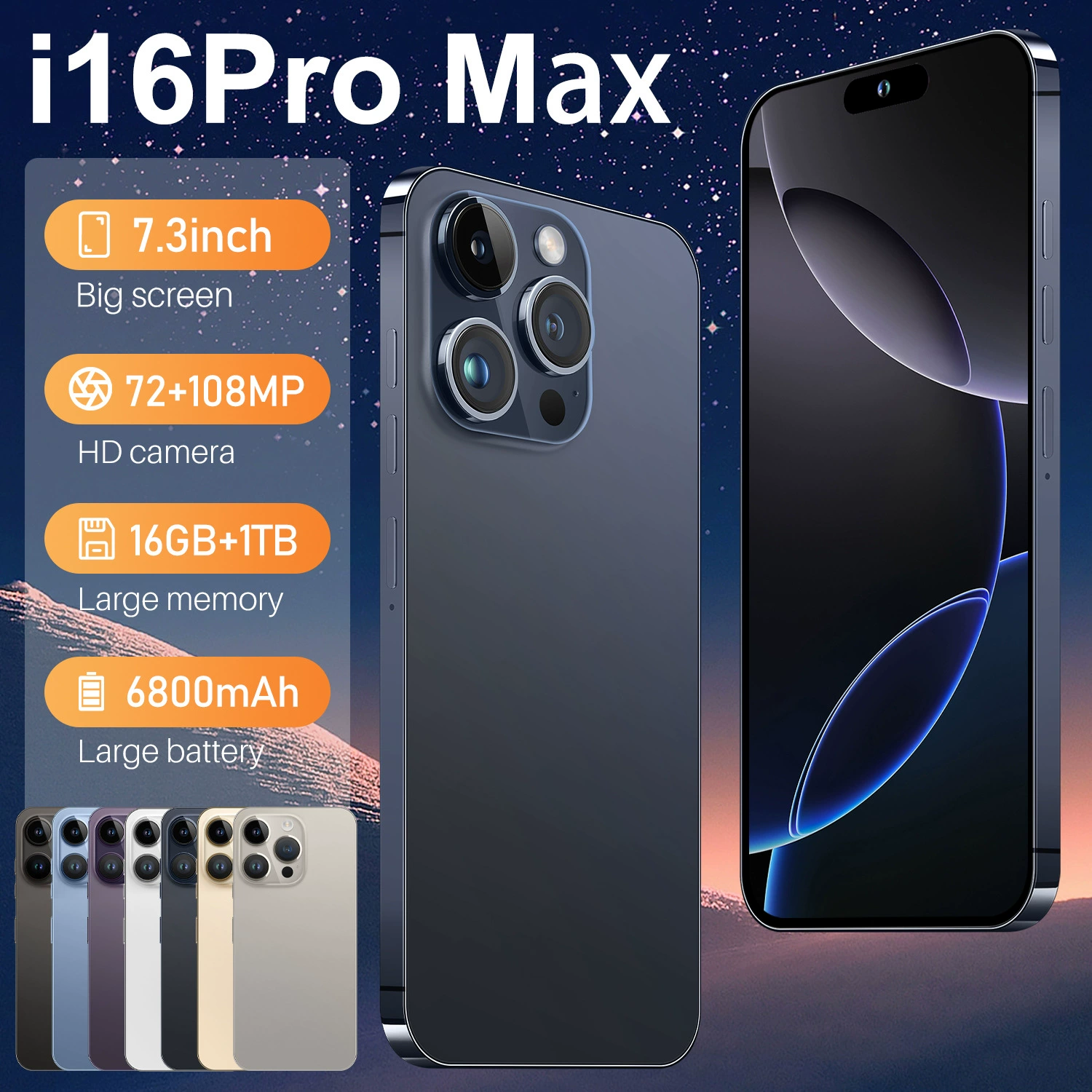 (Торговля через границы), мобильный телефон Dynamic Island, смартфон, intel core i16, 16 pro max, 16gb, Android, широкий экран