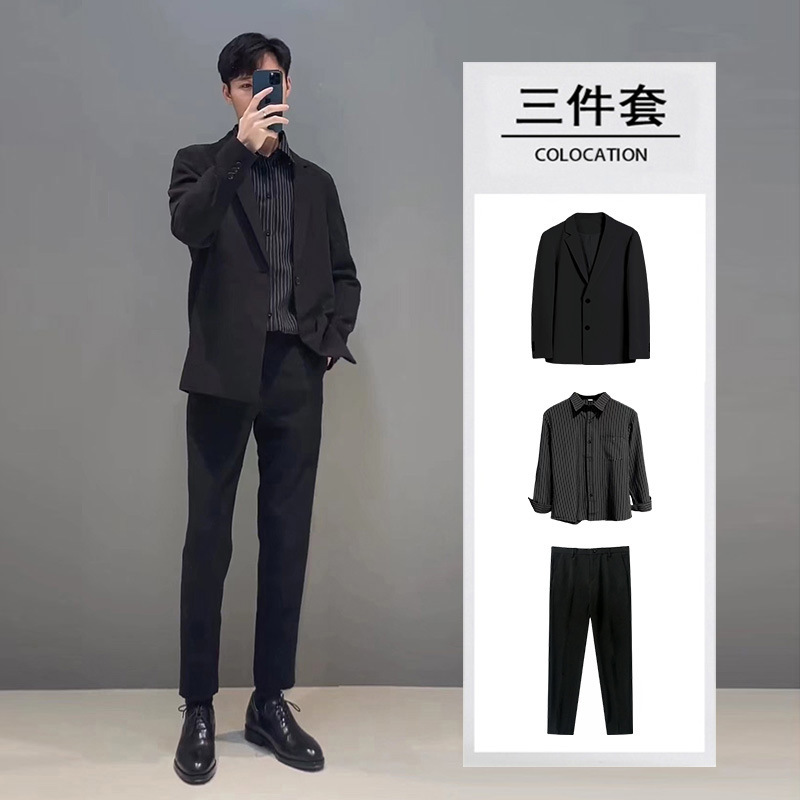 DK uniform a casual suit men's suit ruffian handsome college students small suit men's and women's all-match jk class jacket