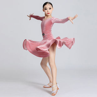 Girls' Latin Dance Clothing Autumn and Winter New Children's Examination Performance Standard Clothing Standard Competition Clothing Elegant Clothing