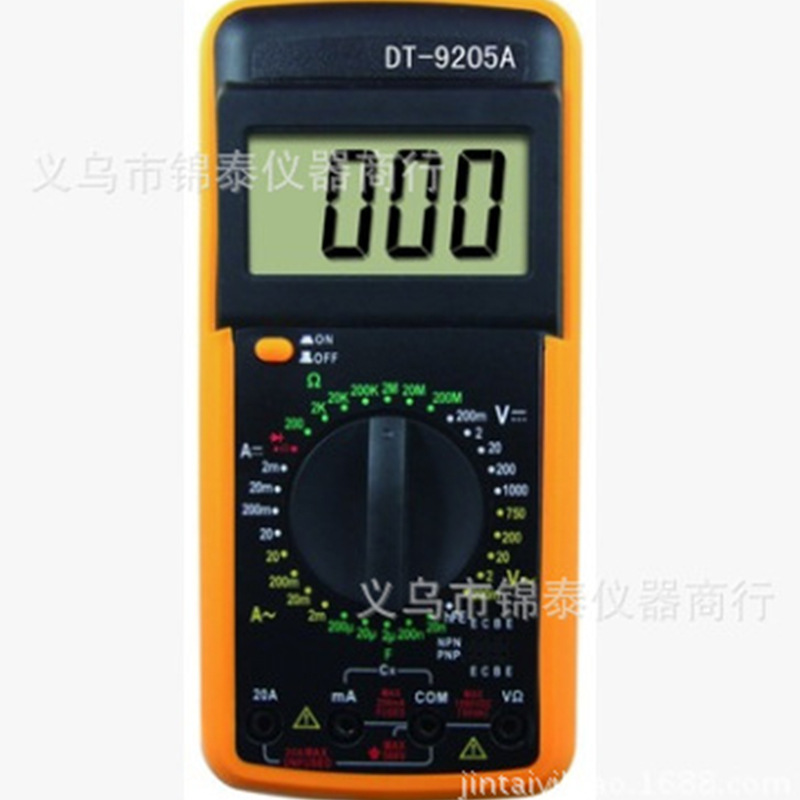 供应数字式多用表手持式万用表DT-9205A 迷你万用表 外贸万用表