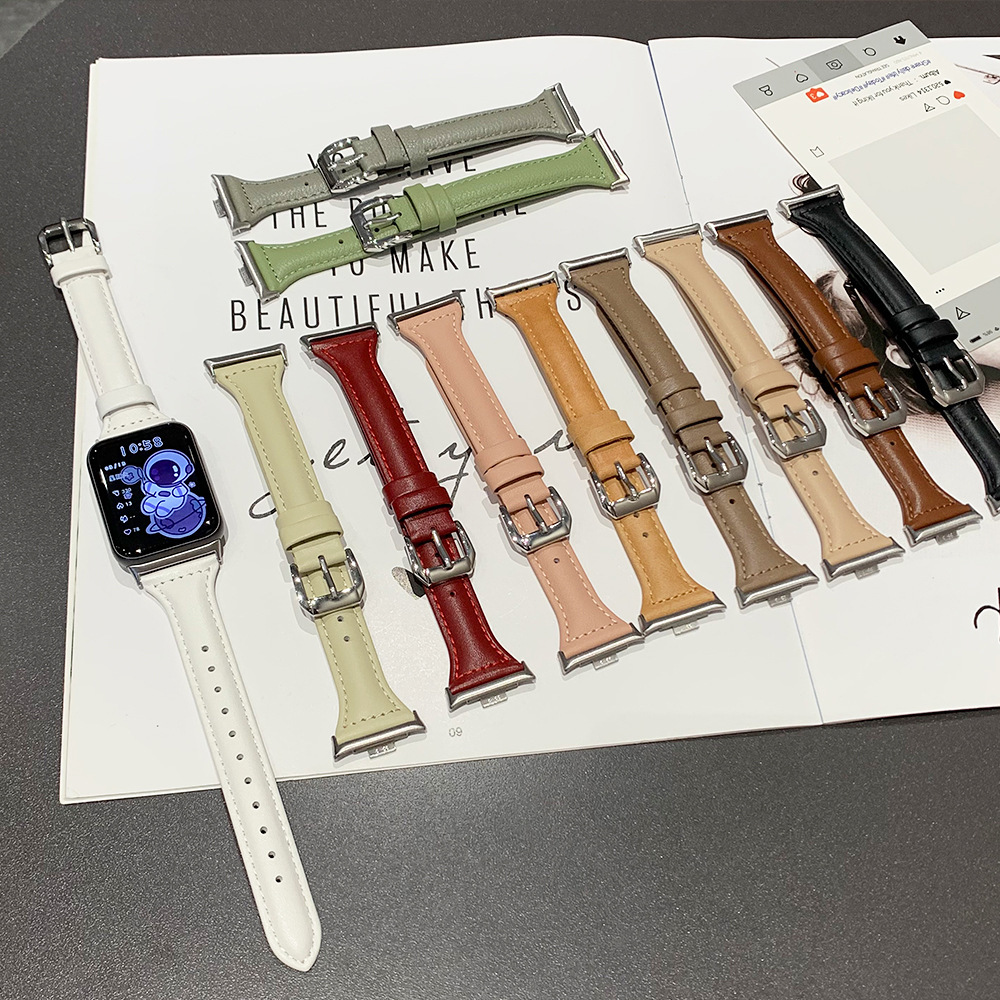 Slim Waist Leather Watch Strap for Women, Suitable for Huawei Fit3 Bracelet, Xiaomi 89Pro, Redmi 4/5T-Shaped Strap