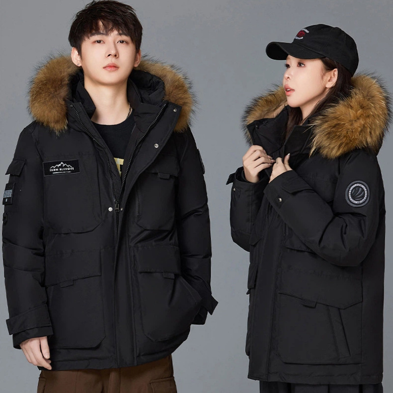 Brand Couple's Style Goose down Jacket for Men, Winter Parka, Extreme Cold Mid-Length Outdoor Workwear Coat