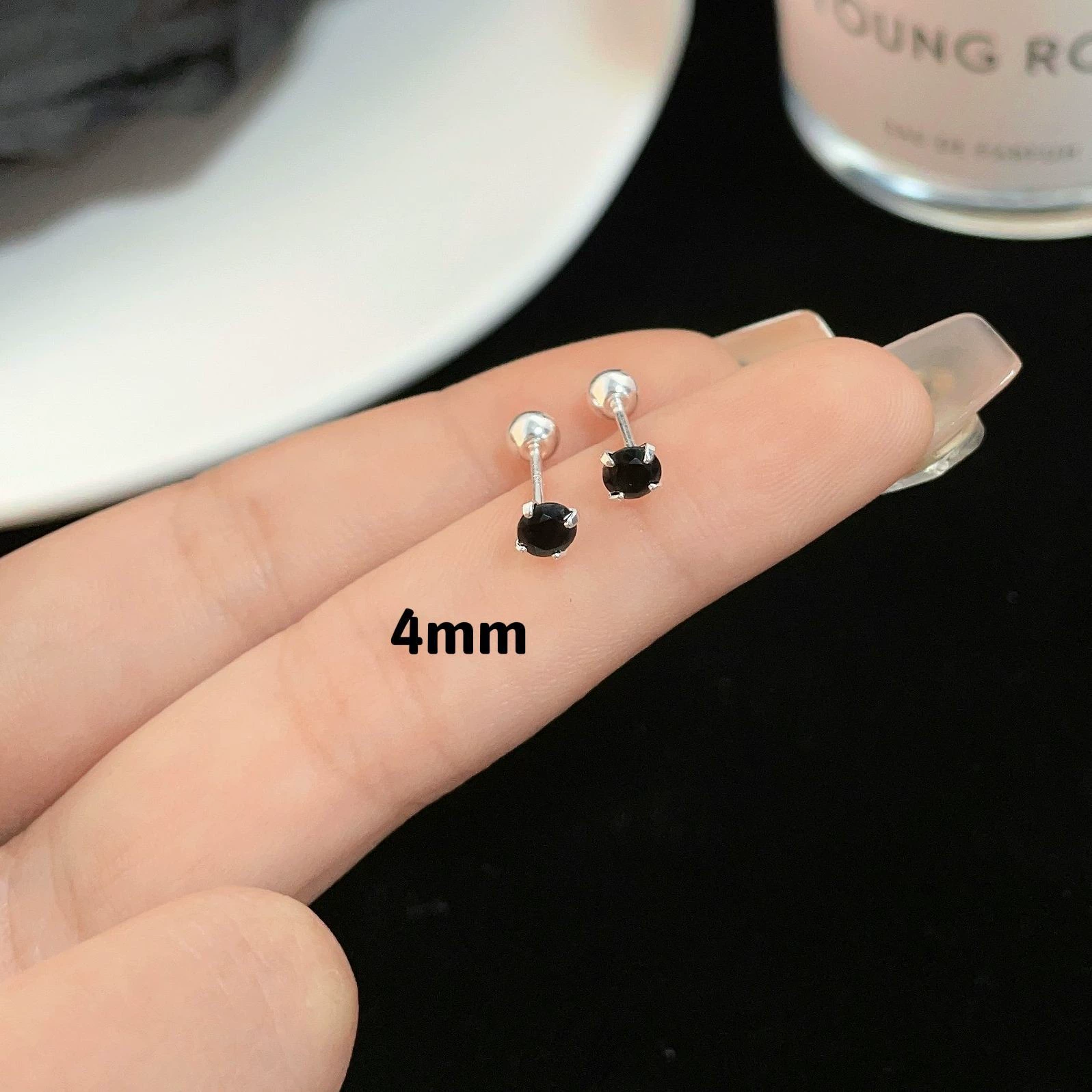 Stud Earrings (Millennium Rose) 8 mm rose‑cut zircon, straight‑pin and flat‑back screw options, assorted colors