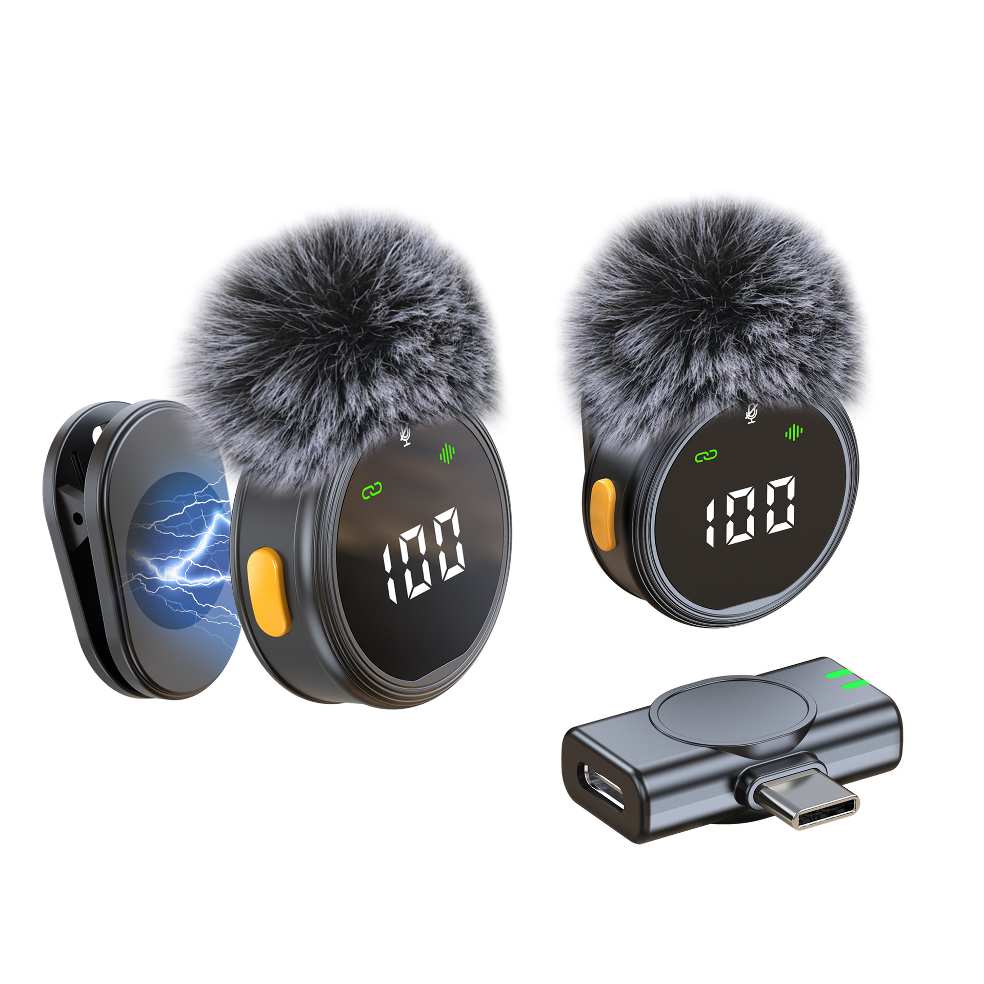 H25 Micrófono Dual Magnético con Pantalla Digital (Sin Pelusa)