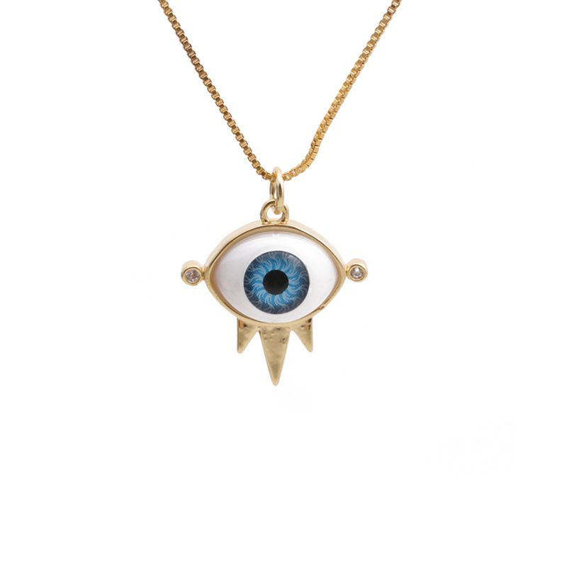 Wholesale Dripping Evil Eye Copper Zircon Pendant Necklace