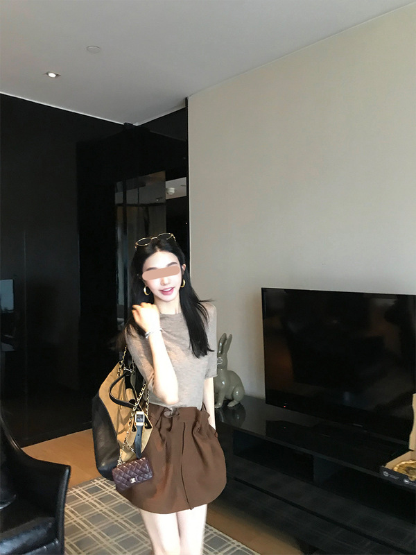 区区欧阳 抽褶半身裙女秋季新款复古花苞裙短裙辣妹短款A字裙裙子|undefined