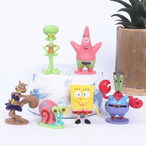 PVC SpongeBob SquarePants 6 Cartoon Doll Cake Baking Ornaments Micro Landscape Fish Tank Landscaping Decorations