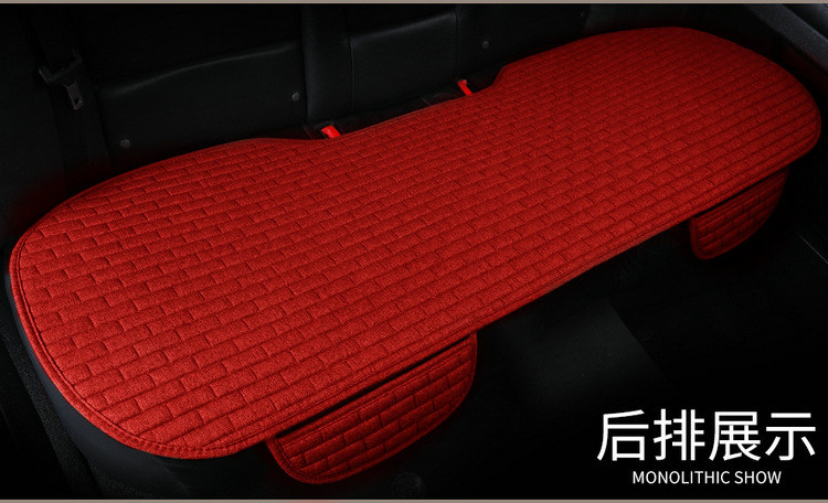 New linen car seat cushion four seasons long grid single seat cushion single square cushion one-piece backrest three-piece seat cushion