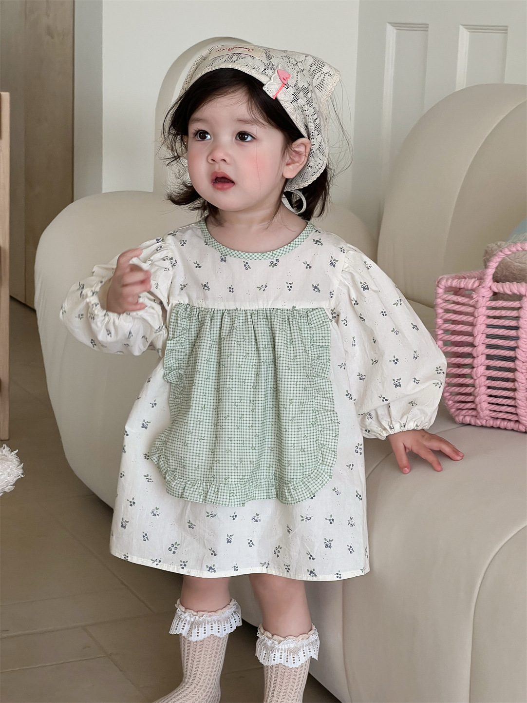 Vestido de manga larga para niñas, estilo coreano, ropa infantil, ropa de bebé, estilo otoñal, vestido de princesa, falda infantil nueva 2025