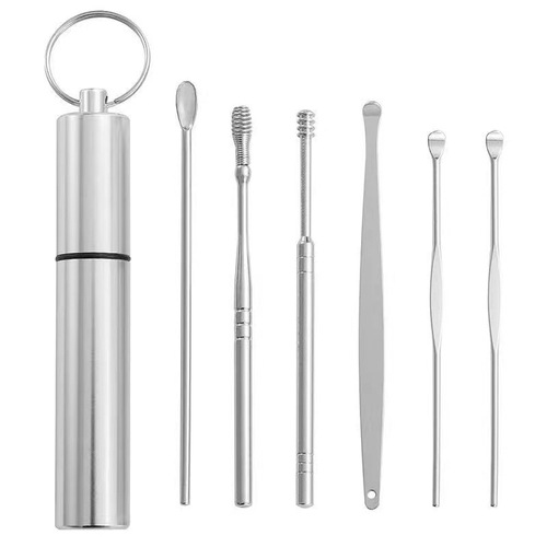 Ear-picking artifact stainless steel ear-picking spoon ear-picking tool set children and adults ear-picking spoon ear buckle earwax