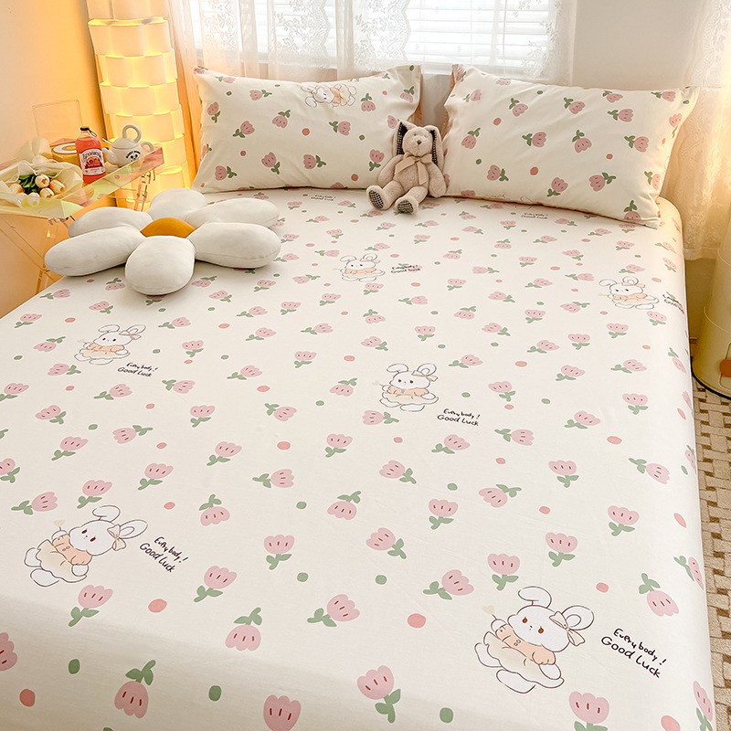 Nuevas sábanas de algodón lindo para niños de una sola pieza de algodón, dormitorio de estudiantes individual, traje de tres piezas de 1,5 metros, verano