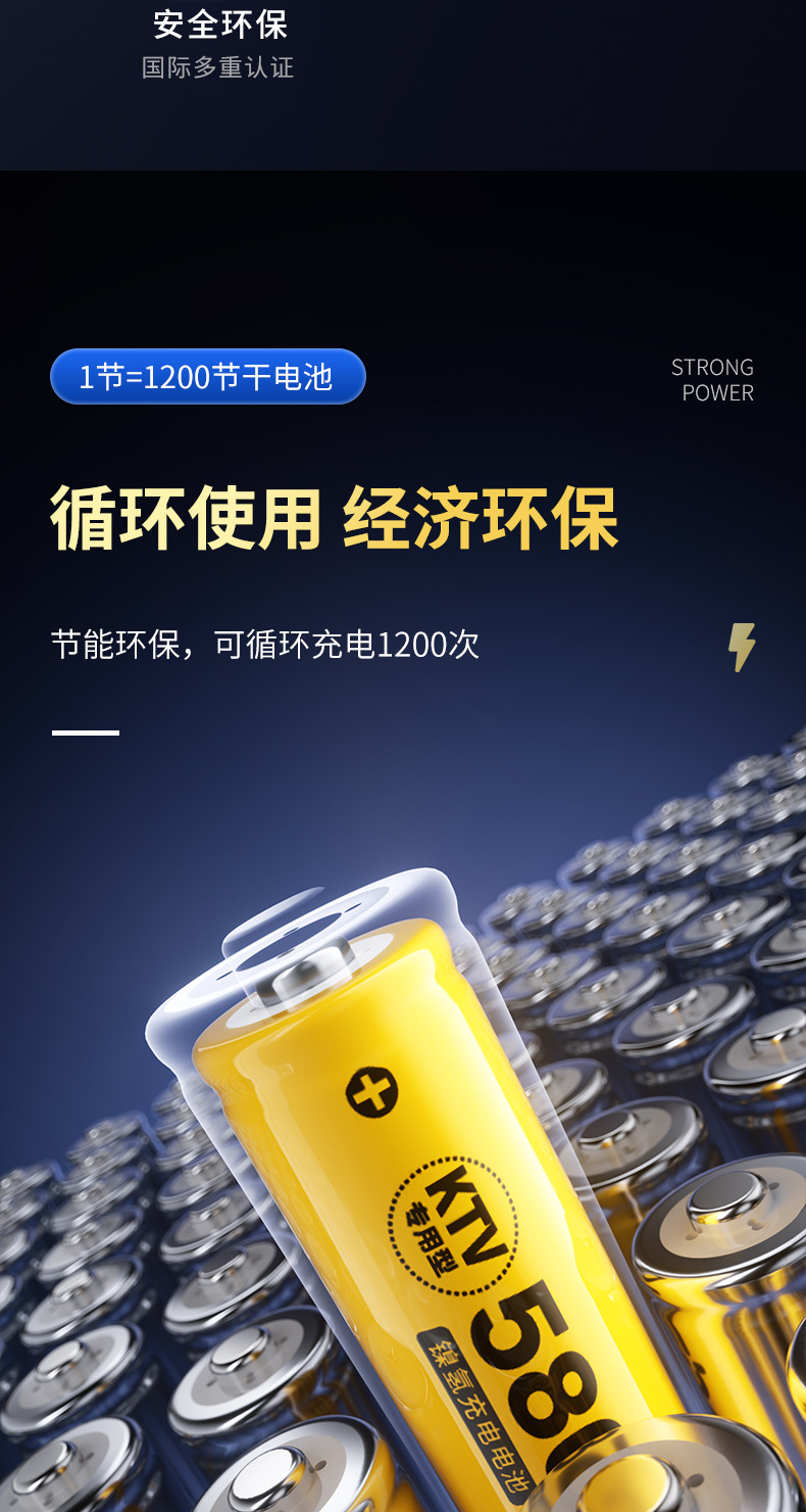 5-Pack Rechargeable Batteries with Universal Charger Set, Aa 1.2V Large Capacity for Ktv Microphones, Mouse, Keyboard