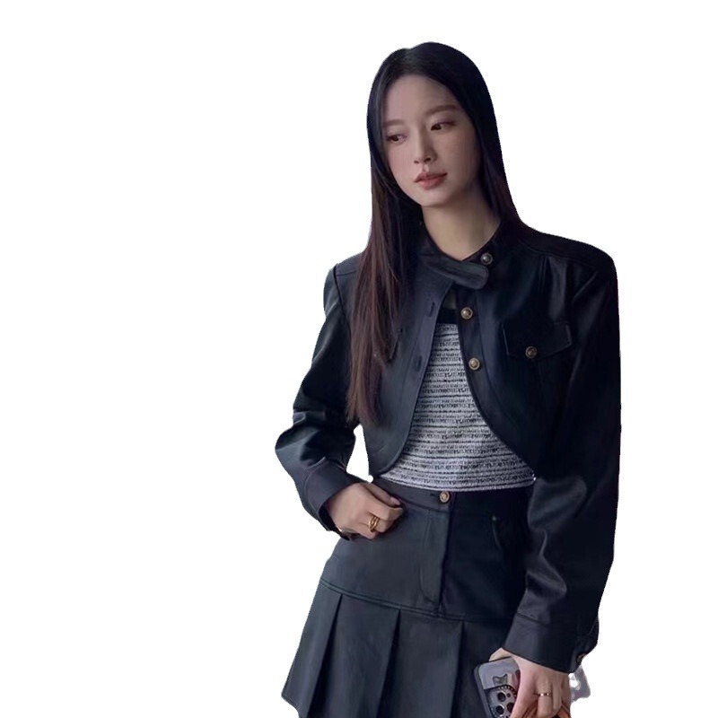 小香风短款皮衣外套女秋冬新款美拉德穿搭大码气质高级感夹克|undefined