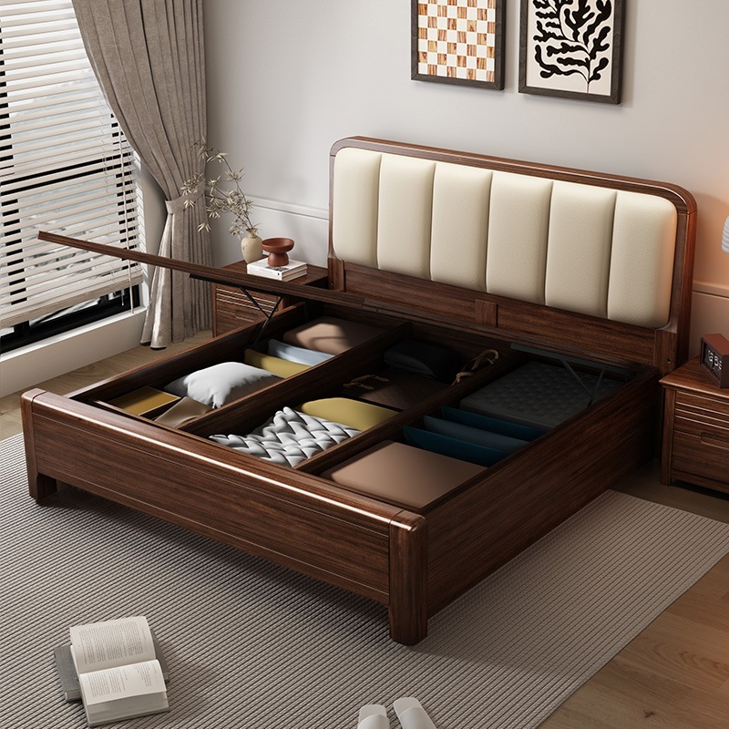 Solid wood 1.5-meter bed plus mattress 1.8-meter double bed with…