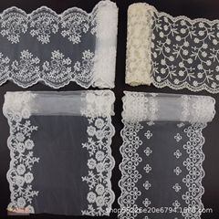米の白い透明は蝶結びのレースの牛乳の糸のネットの布の刺繍のdiyの材料の髪飾りの服装のアクセサリを結びます。
