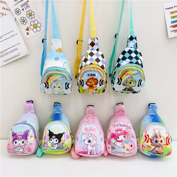 New Kidsren's Bag Cartoon Coin Purse Boys and Girls Casual Small Bag Fashion Chest Bag Girls Diagonal Small Backpack