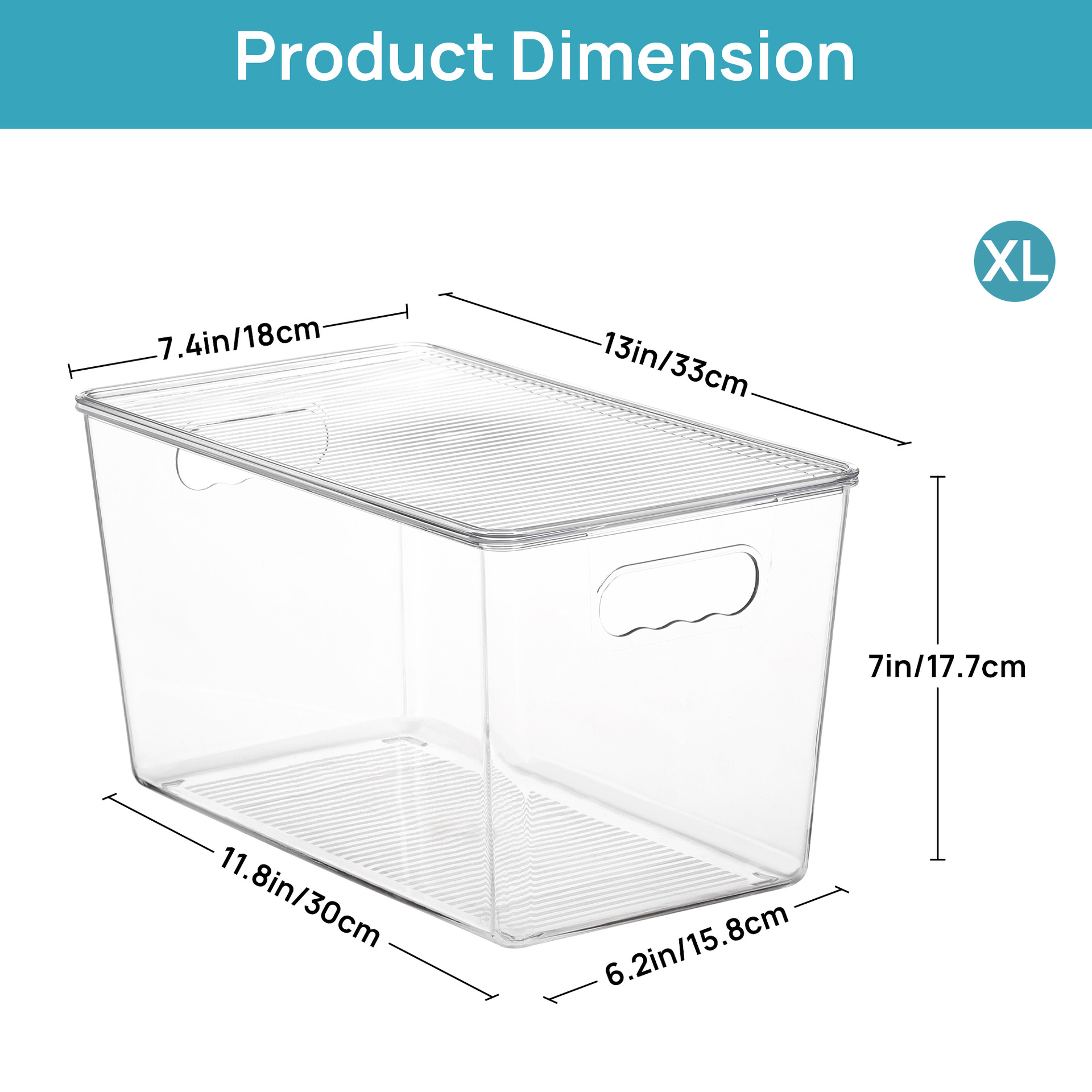 Caja de almacenamiento transparente apilable con asa y tapa, tamaño grande para cocina y dormitorio, artículo popular para almacenar y organizar alimentos.