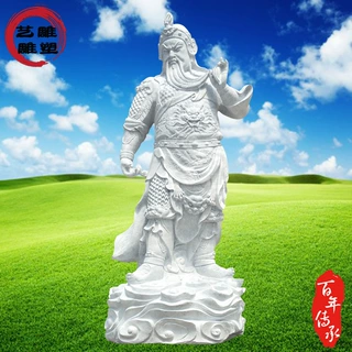 青白石关公像源头厂家定制 寺庙庙宇供奉关公韦陀佛像观音像摆件