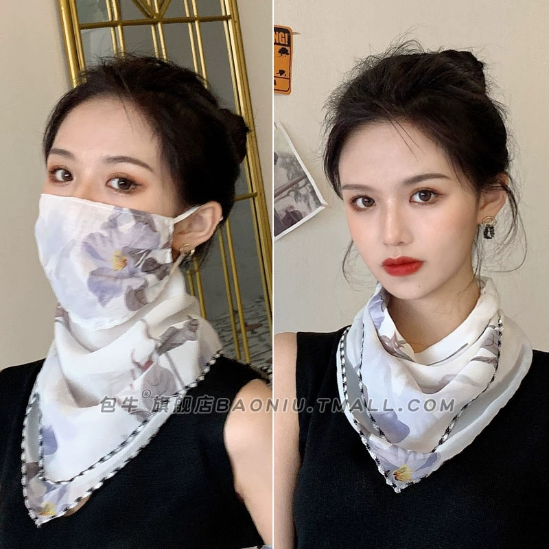 Summer veil for face, thin medical mask, sun protection, with neck protection