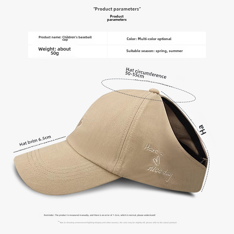 Barnkeps Barnbasebollkeps Hög solhatt med hästsvans Vår- och sommarsolskydd Tom keps Pojksolhatt_voghion.com