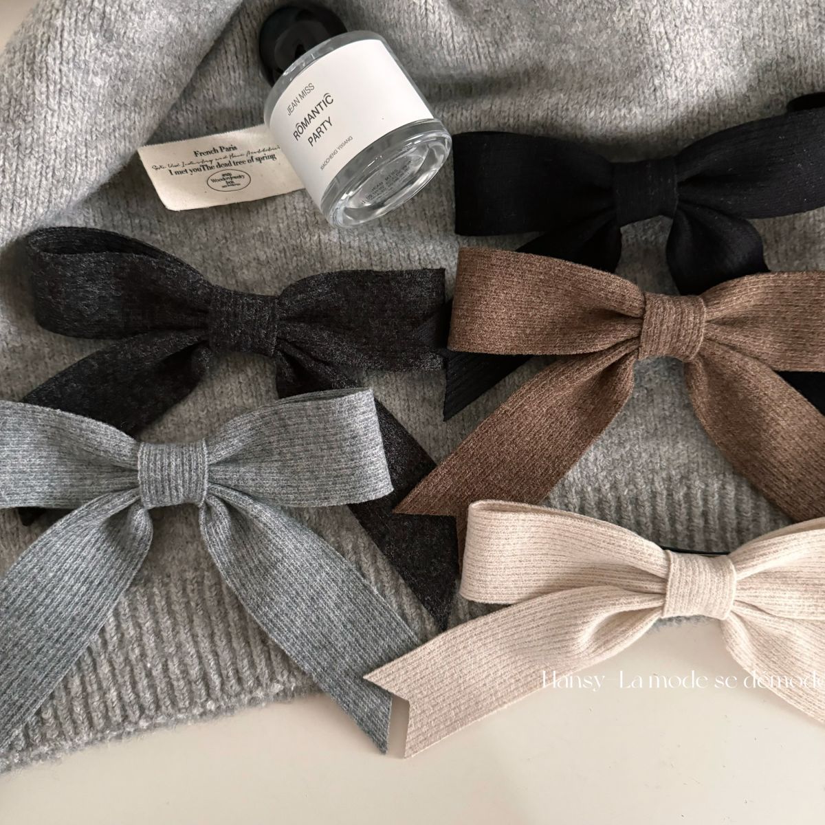 pointed corner ribbon bowknot head clip barrettes simple solid color fabric craft elegant spring clip french style high sense hair accessories