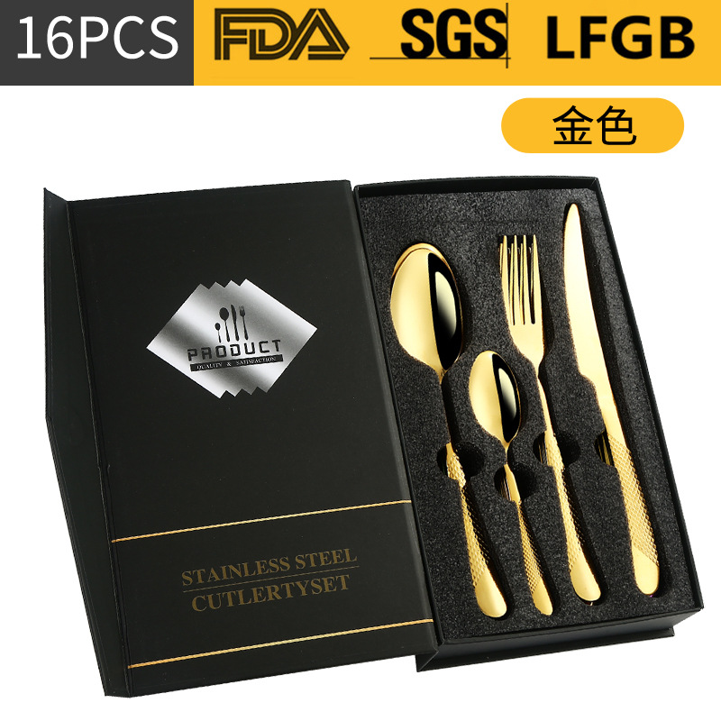 Productos transfronterizos de Amazon vajilla de acero inoxidable 16/20/24 piezas Star Diamond caja de regalo de cuatro piezas cuchillo, tenedor y cuchara traje