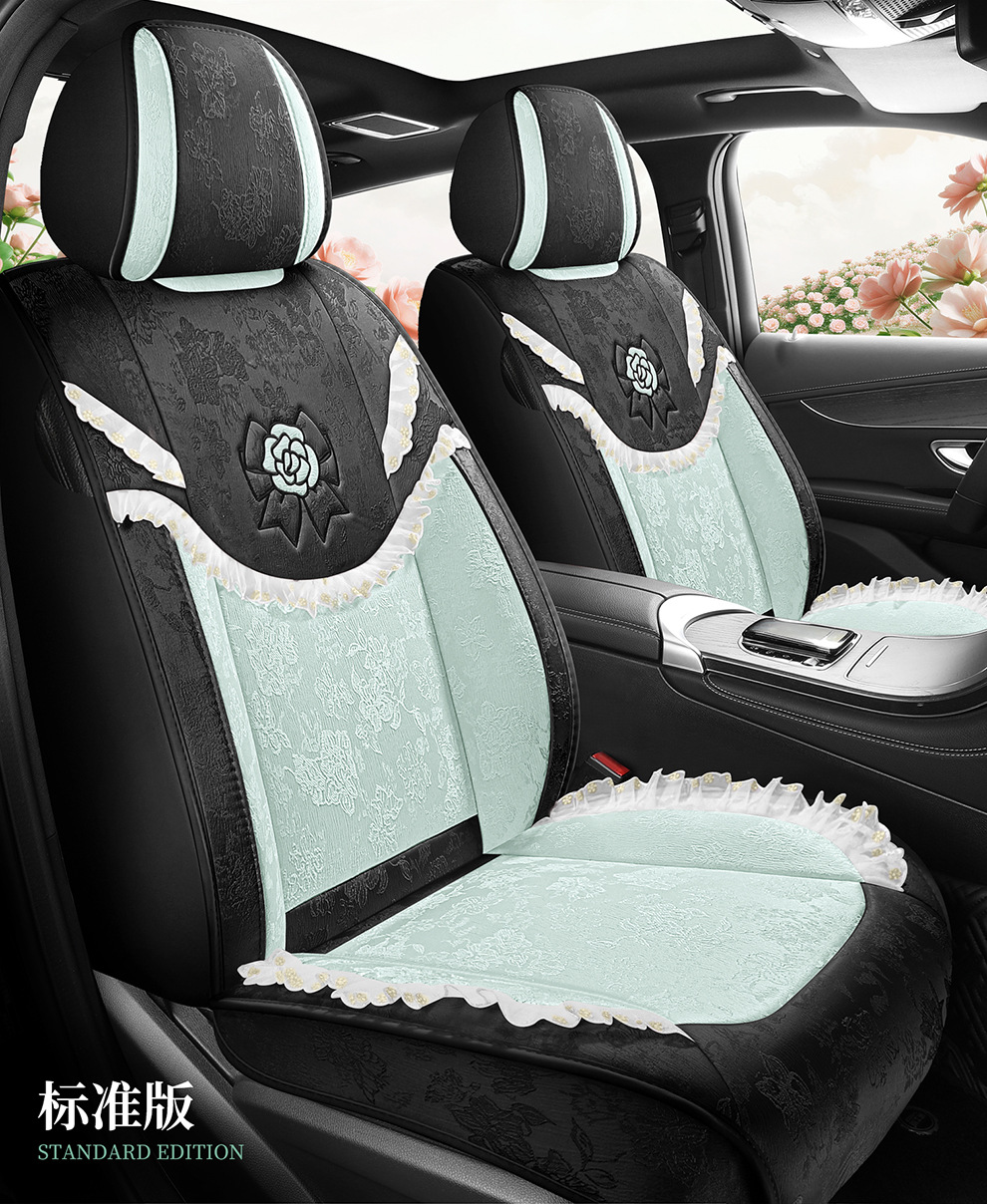 2026 New Model Ancient Style Camellia Jacquard Embossed Lace All-Season Car Seat Cushions Wholesale Cross-Border Export