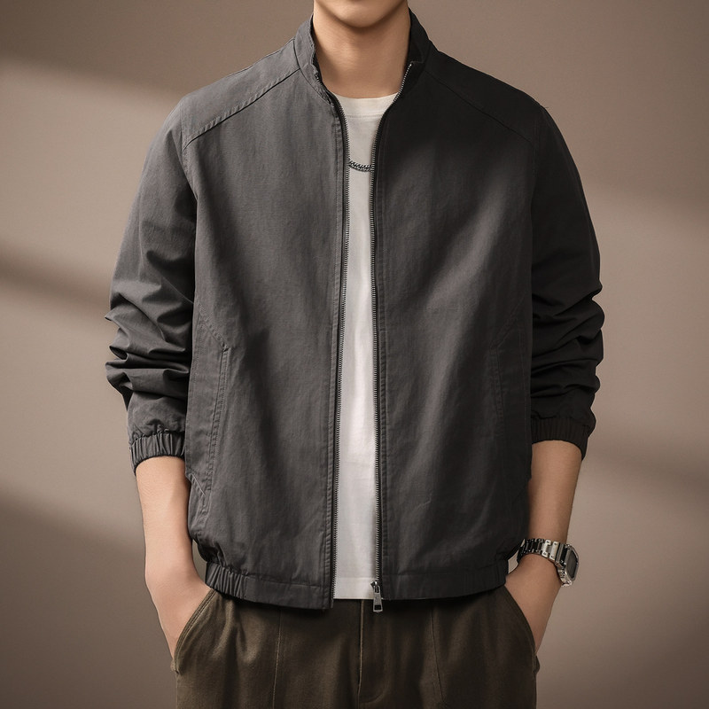 High-End Cotton and Linen Blend Harrington Jacket for Men, New Spring and Autumn Style, Stand-Up Collar, Executive Commuting, Retro Breathable Coat for Men High-End Cotton and Linen Blend Harrington Jacket for Men, New Spring and Autumn Style, Stand-Up Collar, Executive Commuting, Retro Breathable Coat for Men