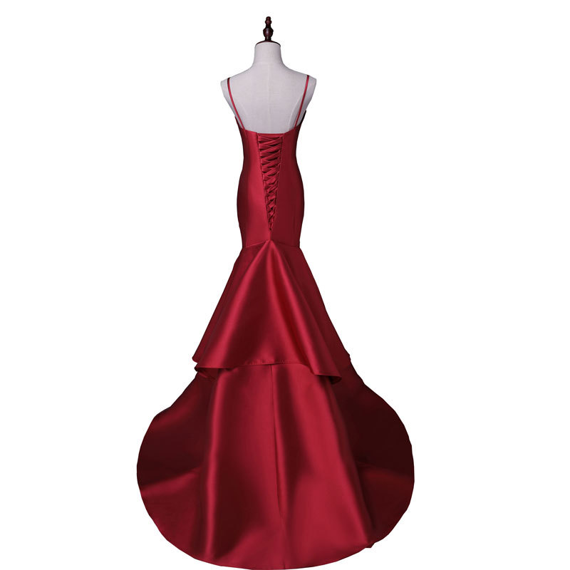 Europa y América del comercio exterior Amazon AliExpress deseo nuevo elegante simple Correa fishtail satén vestido de noche se puede personalizar
