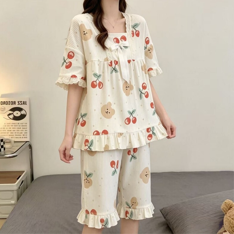 Summer 7-point pants pajama set for petite girls, new summer style, can be worn outside as home clothes Summer 7-point pants pajama set for petite girls, new summer style, can be worn outside as home clothes