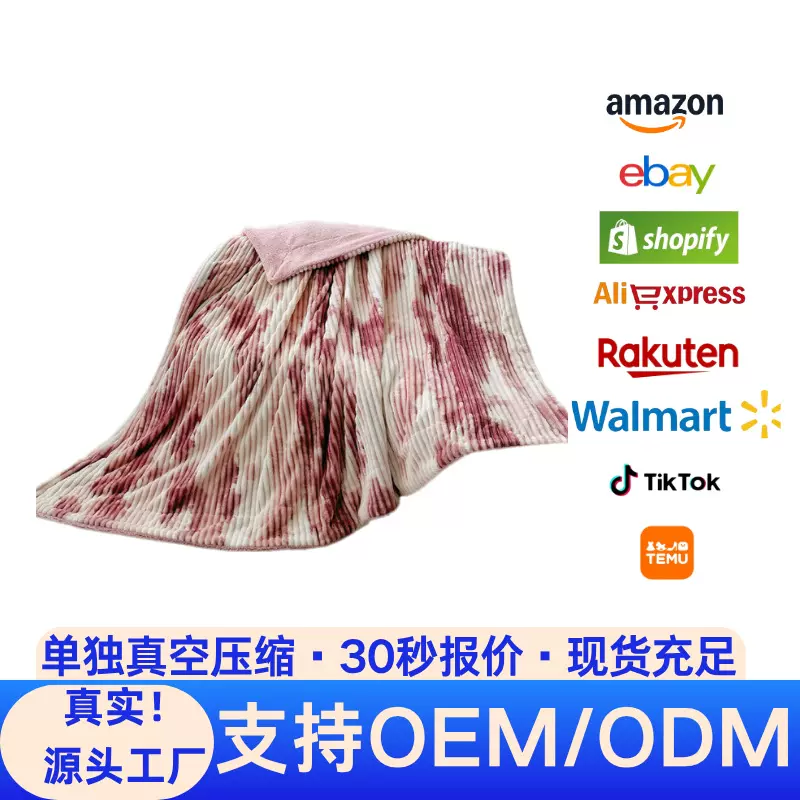 跨境水墨画抽条羊羔绒毛毯双面沙发盖毯空调午睡法兰绒保暖毯子