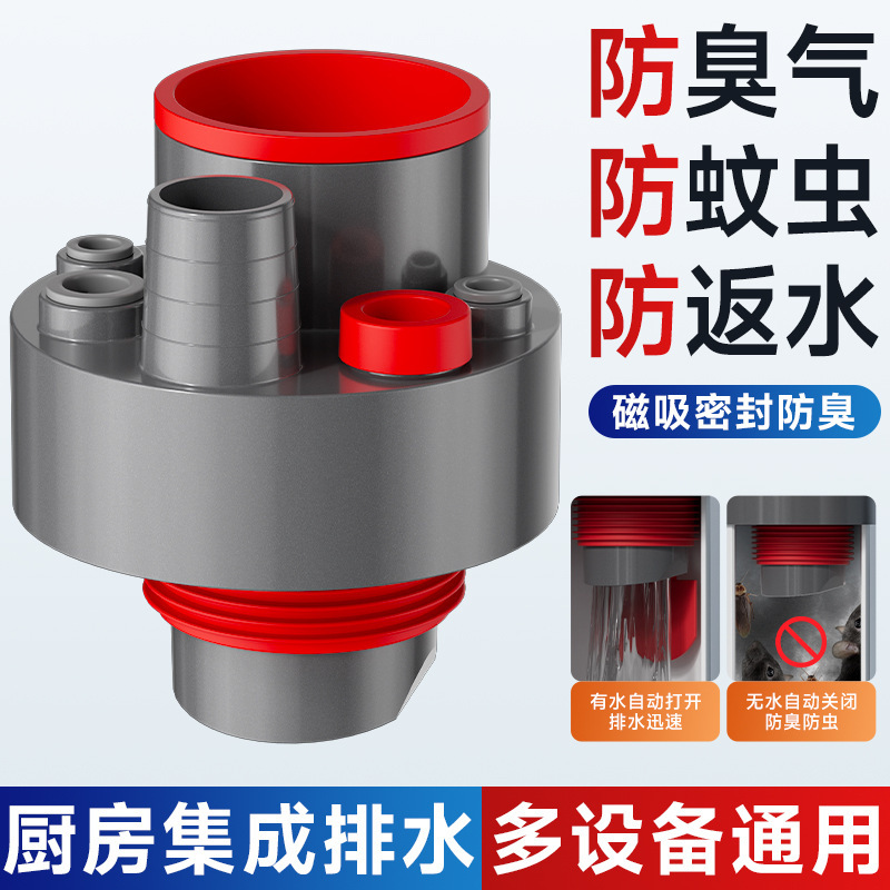 Kitchen Drain Pipe Six-Way Joint Drain Pipe Deodorant Artifact Multi-Function Dishwasher Water Purifier Integrated Kitchen Drain Pipe Six-Way Joint Drain Pipe Deodorant Artifact Multi-Function Dishwasher Water Purifier Integrated