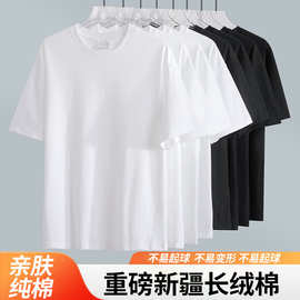 男款纯色短袖180克t恤可印字logo夏季圆领diy宽松版休闲百搭体恤