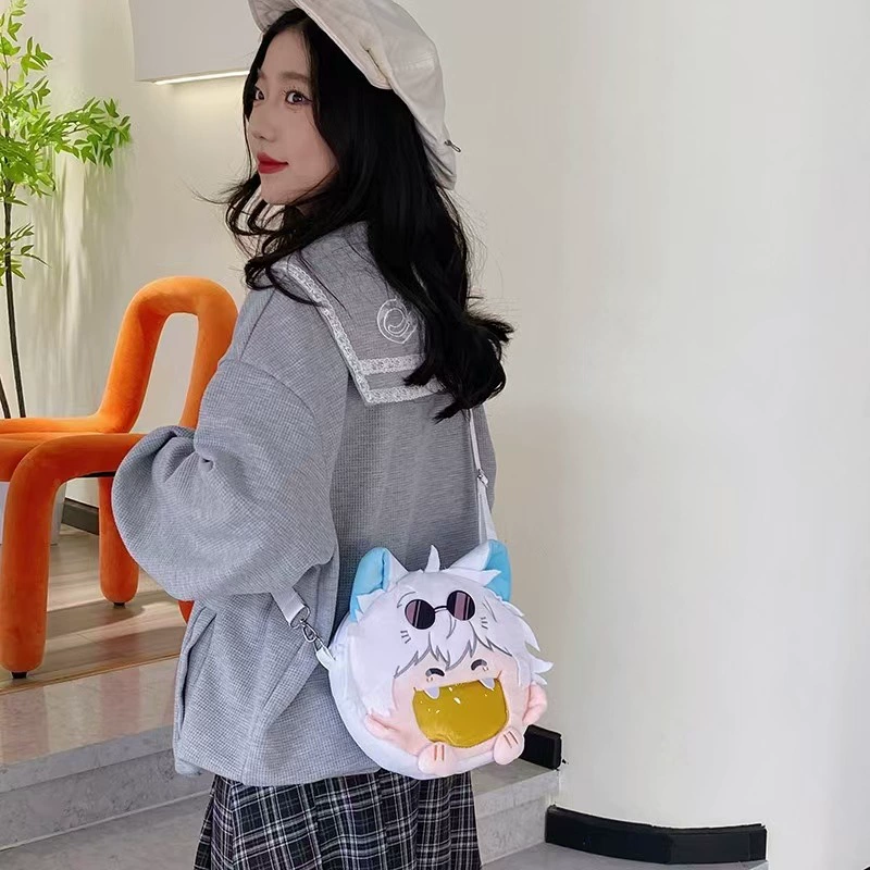 2D Pin Display Backpack, Anime Plush Front with Clear PVC Window, One Size (Hatsune Miku & Characters)