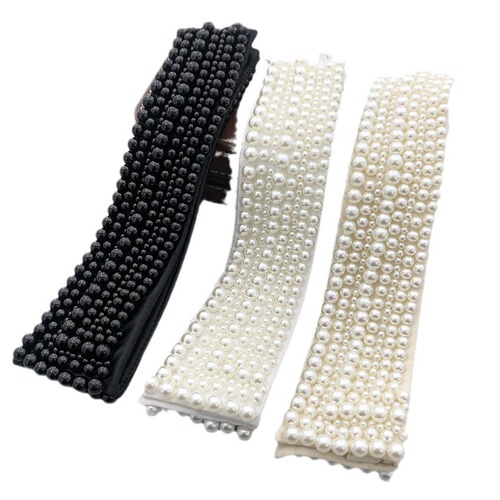 Wholesale palace retro style three-color large and small pearl combination fake collar, cross-border hot product, versatile women's pointed collar