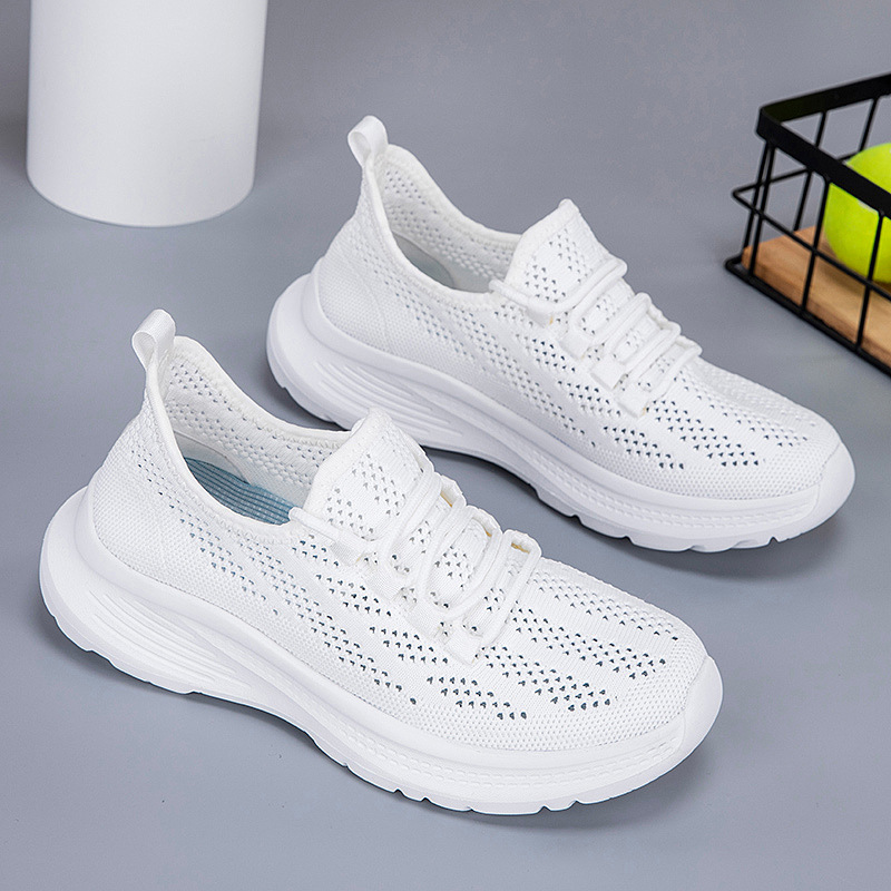 Pico-carpintero zapatos deportivos casuales mujeres verano 2025 zapatos de carreras de mujer de malla de tela de vuelo de tendencia coreana