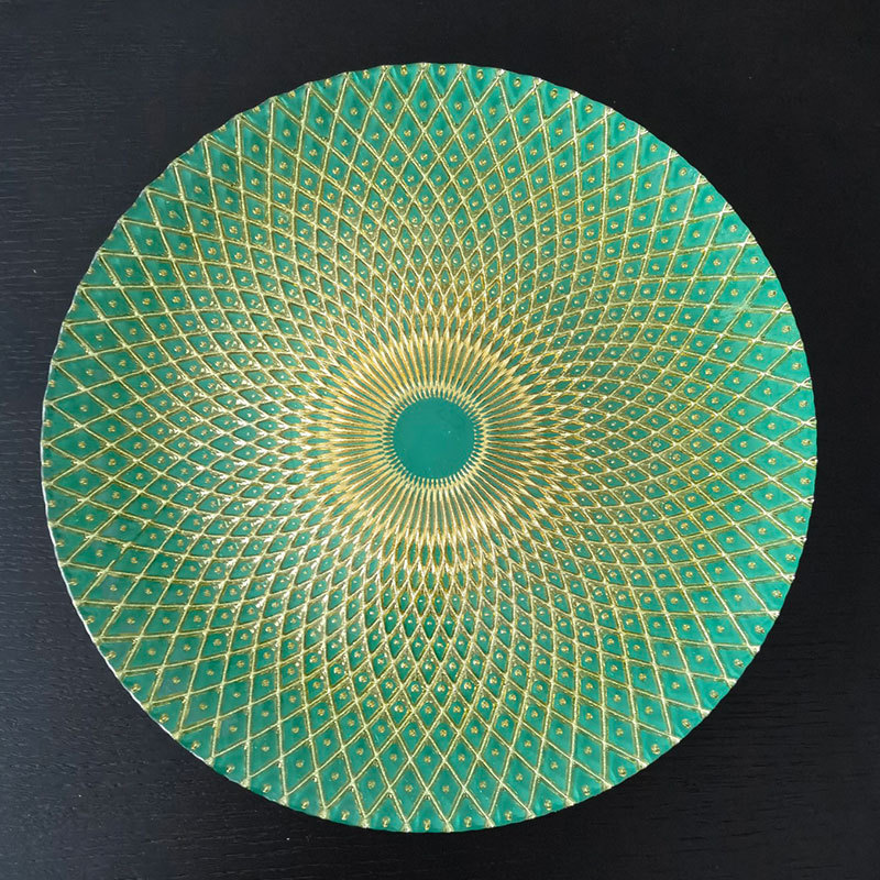 Bandeja redonda de vidrio de alto valor facial, Sala de estar, postre de ensalada doméstico, comida occidental, plato creativo