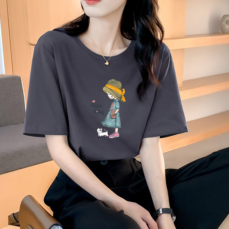 純綿半袖Tシャツ レディース ノースリーブ カジュアルトップス 半袖 夏服 新作 綿100% インナー/アウター|undefined