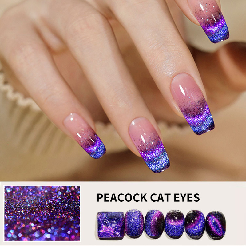 2023 cross-border blue and purple peacock cat's eye nail polish crystal cat's eye nail polish Halloween factory wholesale 2023 cross-border blue and purple peacock cat's eye nail polish crystal cat's eye nail polish Halloween factory wholesale