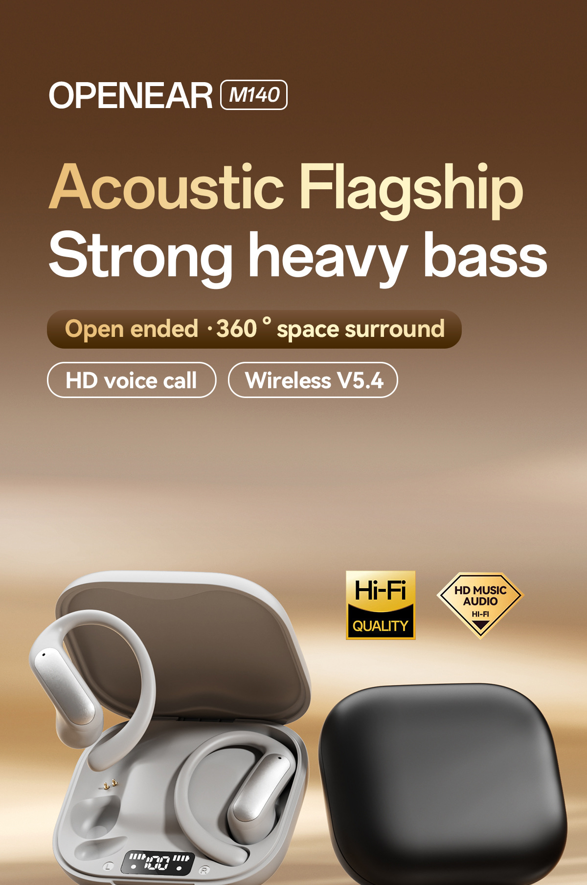 OWS New Model M140 HIFI High-Quality Ear-Hook Wireless Bluetooth Noise Cancelling_voghion.com